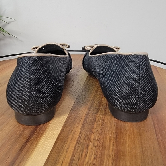 Isaac Mizrahi Linen Bow Front Square Toe Flats Size 6.5 - Picture 11 of 17
